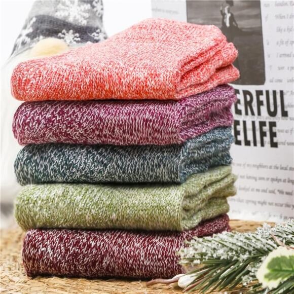 Wool Socks for Women Warm Winter Socks Thick Knit Soft Cabin Cozy Crew - Picture 4 of 14
